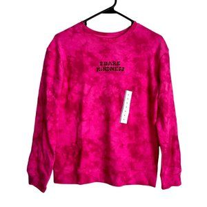 NEW Cat & Jack Girls' Pink Tie Dye "Share Kindness" Crewneck Sweatshirt